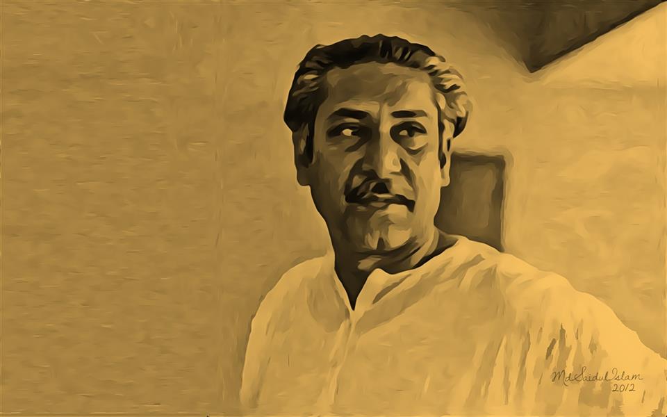 هنر نقاشی و گرافیک محفل نقاشی و گرافیک Md Saidul Islam The Father of the Bengali Nation Bangabandhu Sheikh Mujibur Rahman (1920-1975).
Sheikh Mujibur Rahman(March 17, 1920 – August 15, 1975) was a Bengali politician and statesman who was the founding leader of Bangladesh. He headed the "Awami League (Political Party)" and served as the first President of Bangladesh, and later as Prime Minister.
He is popularly referred to as "Sheikh Mujib (shortened as Mujib or Mujibur, not Rahman)", with the honorary title of Bangabandhu ("Friend of Bengal"), and widely revered in Bangladesh as the "Father of the Nation".
Saidul Islam art
Saidul Islam artist
Artist Saidul Islam
Md Saidul Islam Painter
IMAGE DETAILS
Image size
1280x800px 1.13 MB
Published: Jul 21, 2013
Creative Commons Attribution-Noncommercial-No Derivative Works 3.0 License