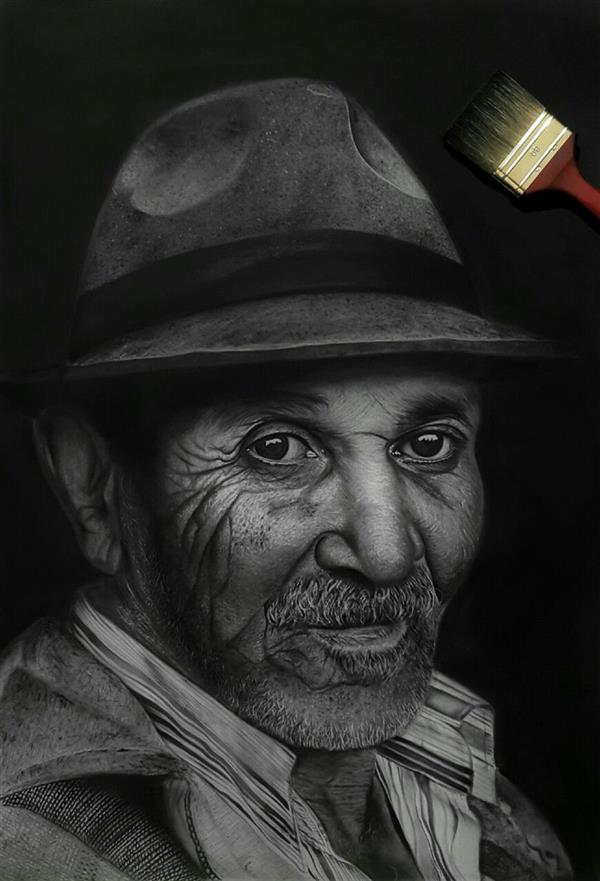 هنر نقاشی و گرافیک محفل نقاشی و گرافیک فائزه ناصرخیر نقاشی سیاه قلم هایپررئال 
سایز 100*70