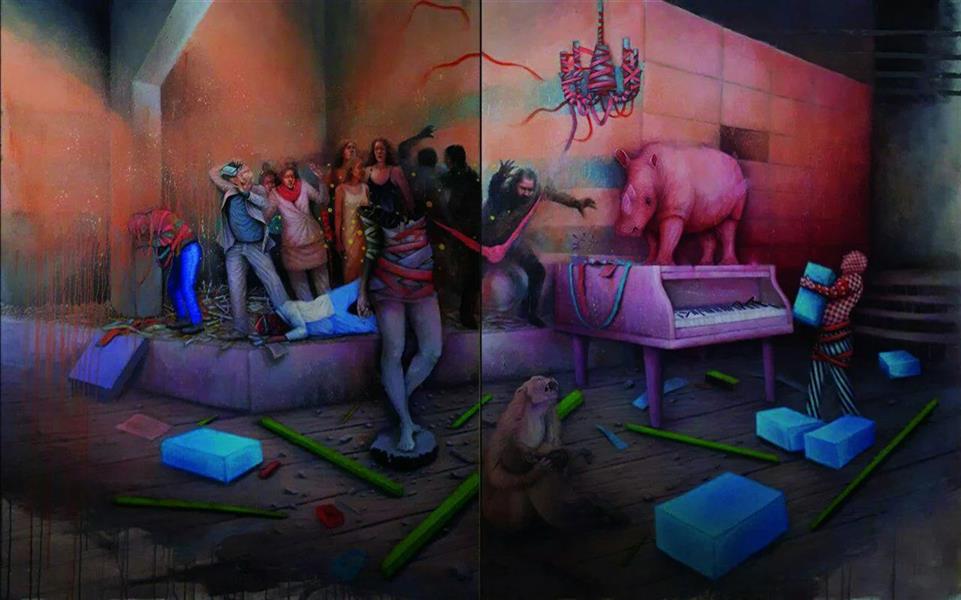 هنر نقاشی و گرافیک محفل نقاشی و گرافیک Amirreza koohi تکنیک: رنگ روغن و اکرولیک(دو لت)
ابعاد: ۲۰۰cm × ۳۰۰cm