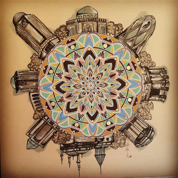 هنر نقاشی و گرافیک محفل نقاشی و گرافیک طلایه طاهرزاده 40.40 new & old world  #talayeh_taherzadeh #mandala #painting #designer #painter #poster_color