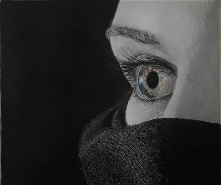 هنر نقاشی و گرافیک محفل نقاشی و گرافیک فائزه شهابی ترکیب مداد رنگی و سیاه قلم 