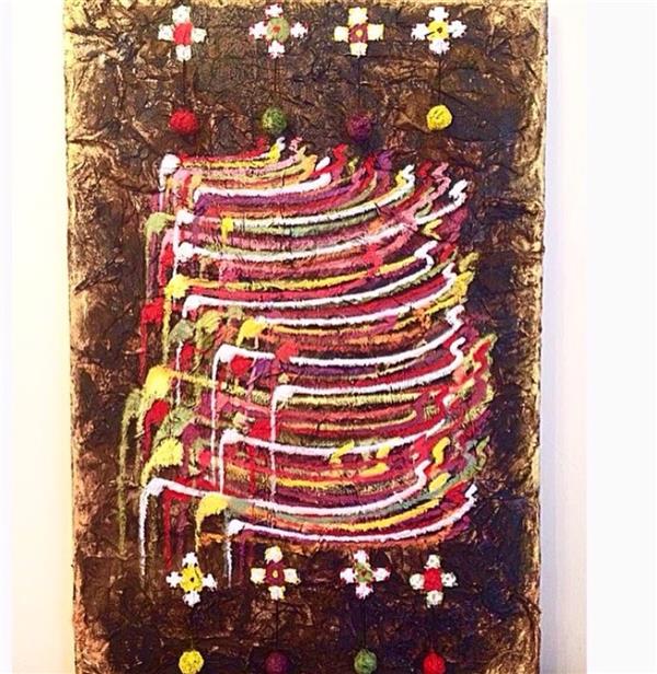 هنر نقاشی و گرافیک محفل نقاشی و گرافیک Mina hashemi سایز۵۰/۷۰.                                         ترکیب مواد                                         گلیم عشق