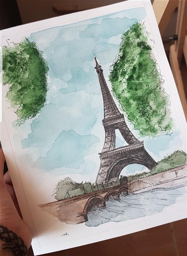 هنر نقاشی و گرافیک محفل نقاشی و گرافیک نیکتا کهریزی Beautiful paris 
#paris#پاریس# ایفل#منظره#landscape#آبرنگ#watercolor