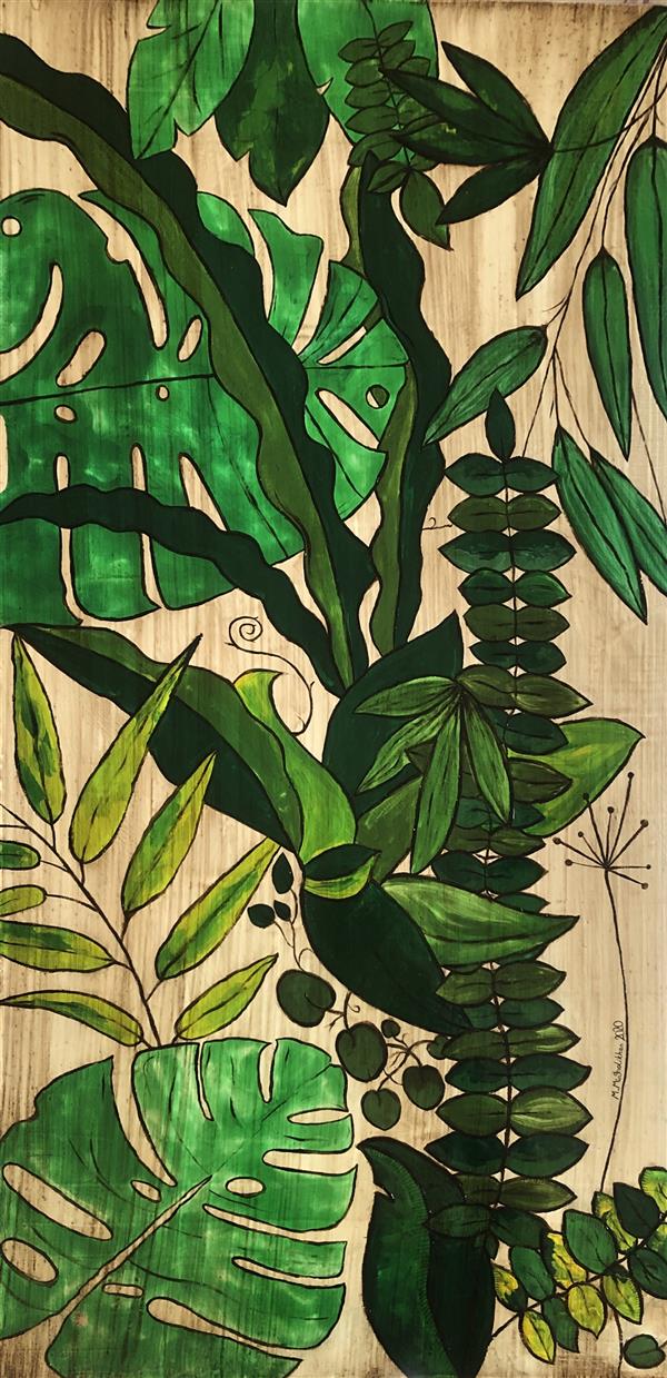 هنر نقاشی و گرافیک محفل نقاشی و گرافیک Marzieh Mirgholikhan #نقاشی
عنوان: برگ‌های سبز | ۱۳۹۹ | ابعاد: ۱۰۰*۵۰ | متریال: ترکیب مواد، بوم دیپ.