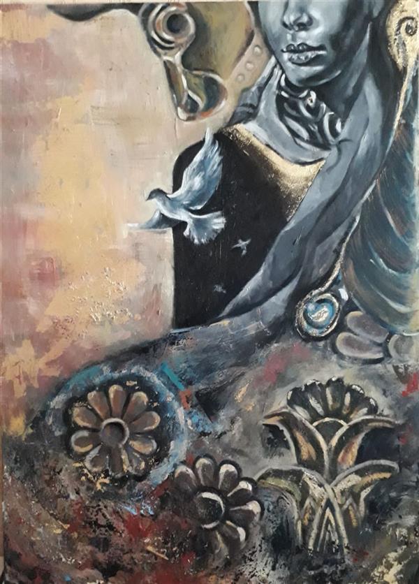هنر نقاشی و گرافیک محفل نقاشی و گرافیک الهام نیک روش #تکنیک #رنگ_روغن نام اثر زنان خاکستری ابعاد_۵۰×۷۰