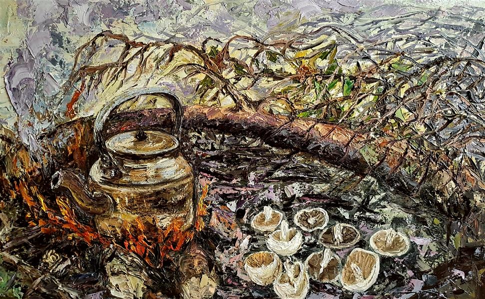 هنر نقاشی و گرافیک محفل نقاشی و گرافیک نگار چای جنگلی باقارچ -رنگ روغن با کاردک سال تولید ۱۴۰۱-سایز ۶۰در۸۰