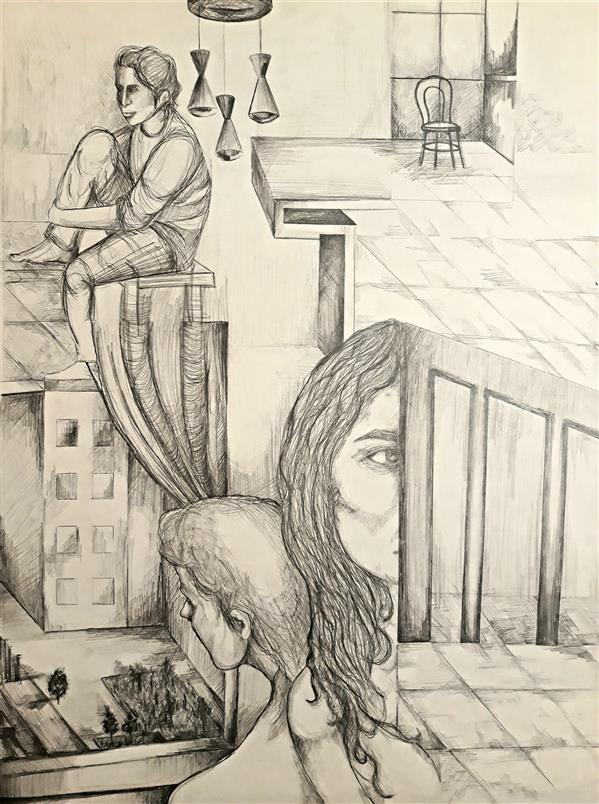 هنر نقاشی و گرافیک محفل نقاشی و گرافیک سحر حسنلو از #مجموعه روزمرگی: (این نسخه انتظار) #ذهنی #نقاشی خطی #طراحی #مداد. #مدرن #انتزاعی #مفهومی زمینه مقوا #اورجینال