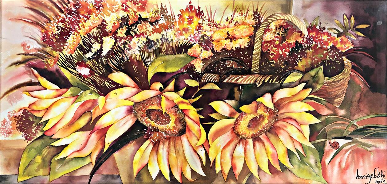 هنر نقاشی و گرافیک محفل نقاشی و گرافیک Haniyeh-fathii تکنیک آبرنگ گلهای افتاب گردان 
٥٠در ١٠٠