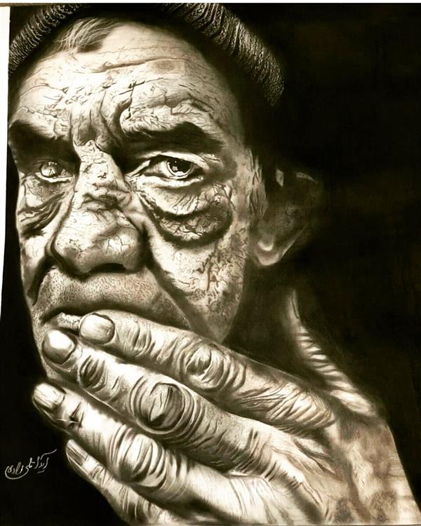 هنر نقاشی و گرافیک محفل نقاشی و گرافیک Aida gholizadeh 50*70 #تکنیک سیاه قلم