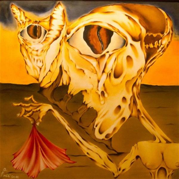 هنر نقاشی و گرافیک محفل نقاشی و گرافیک seyed mehdi kamyab sharifi last time medusa cried. oil on canvas. 100x100 cm