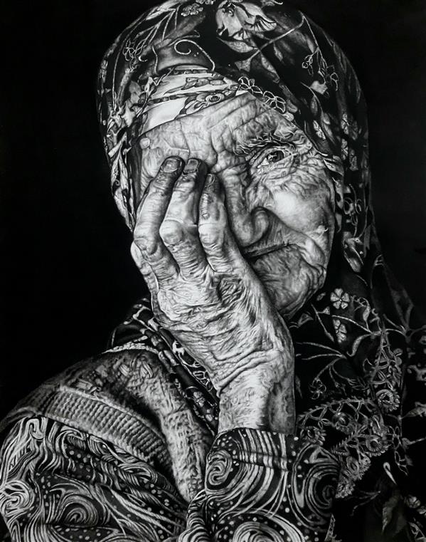 هنر نقاشی و گرافیک محفل نقاشی و گرافیک راضیه قریشی # تکنیک سیاه قلم سایز ۴۸×۵۸