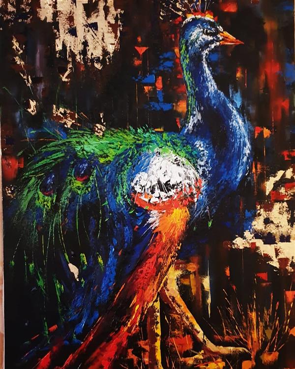 هنر نقاشی و گرافیک محفل نقاشی و گرافیک ارزو زندی کریم خانی طاووس#رنگ روغن#۶۰*۹۰