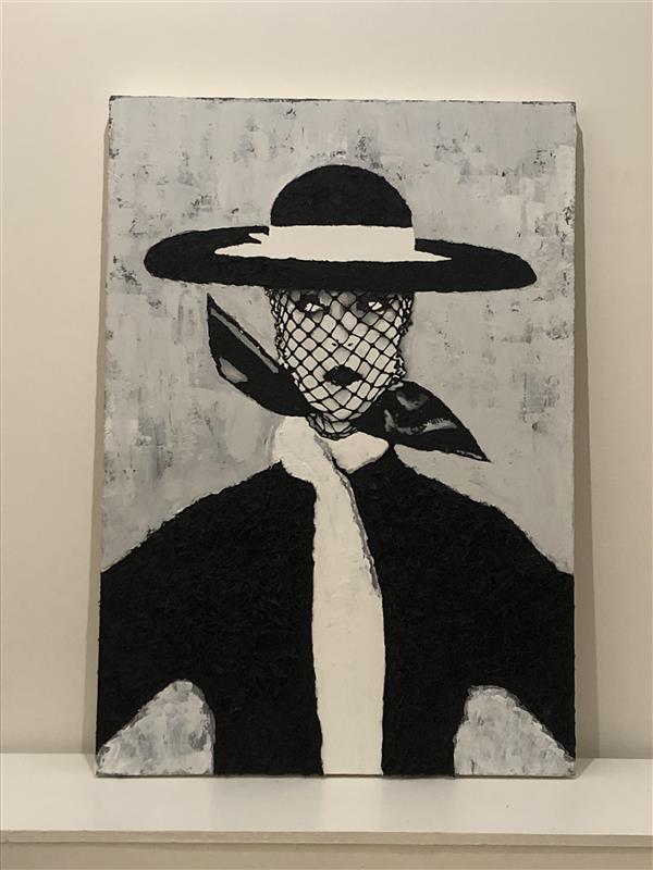 هنر نقاشی و گرافیک محفل نقاشی و گرافیک علیرضا کریمیان #اکلریک برجسته در اندازه ۷۰x  ۱۰۰
کنف و شن برای لباس و کلاه استفاده شده.
کپی شده از عکس کاور مجله ووگ ۱۹۵۰، Irving Penn