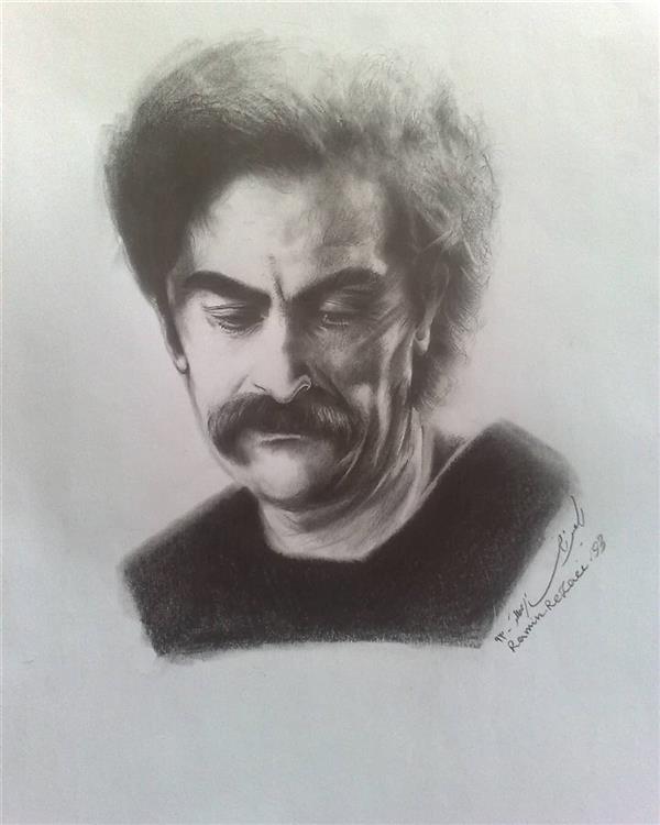 هنر نقاشی و گرافیک محفل نقاشی و گرافیک رامین رضایی مطلق پرتره استاد شهرام ناظری تکنیک مداد  کاغذ اندازه 20*25
