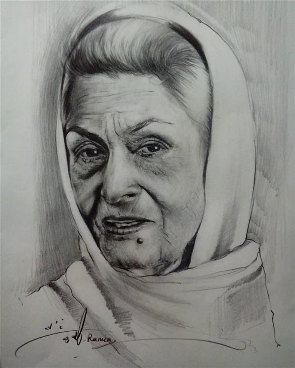 هنر نقاشی و گرافیک محفل نقاشی و گرافیک رامین رضایی مطلق پرتره ژاله علو بازیگر تکنیک مداد کاغذ پارس اندازه 30*40