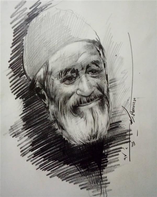 هنر نقاشی و گرافیک محفل نقاشی و گرافیک رامین رضایی مطلق پرتره پیرمرد طراحی با مداد روی کاغذ اندازه 20*30