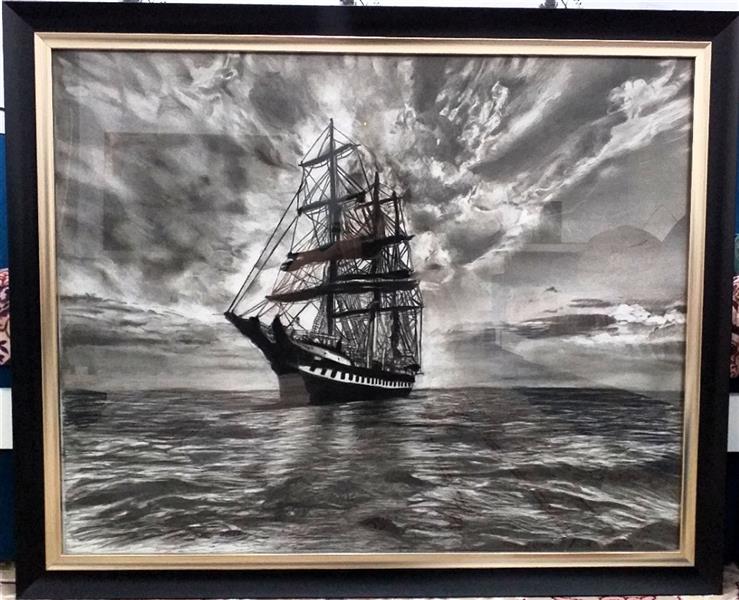 هنر نقاشی و گرافیک محفل نقاشی و گرافیک گلسا قهرمانی کشتی سیاه قلم سایز100در70