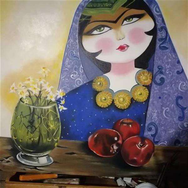 هنر نقاشی و گرافیک محفل نقاشی و گرافیک بهاره خوارزمی نام اثر خاتون.  سال خلق اثر 99/12/28 رنگ روغن.  اورجینال