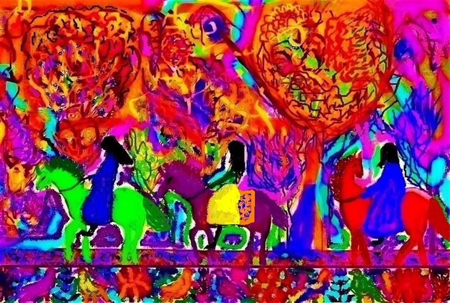 هنر نقاشی و گرافیک محفل نقاشی و گرافیک delaram ardalan سه دختر سوارکار
