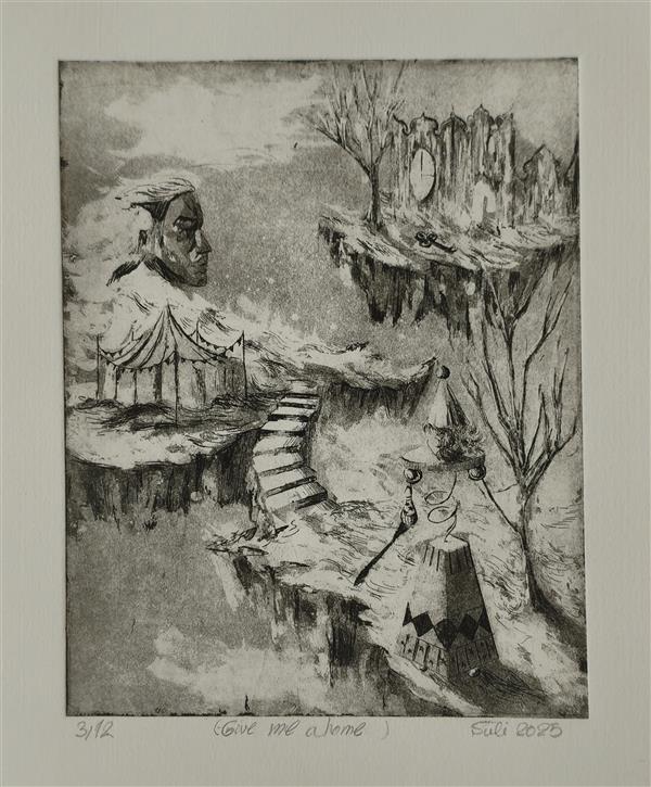 هنر نقاشی و گرافیک محفل نقاشی و گرافیک سولماز راشدزاده ( بهم یه خونه بده) 
آکواتینت و اچینگ
چاپ دستی روی مقوا 
( بدون قاب) 