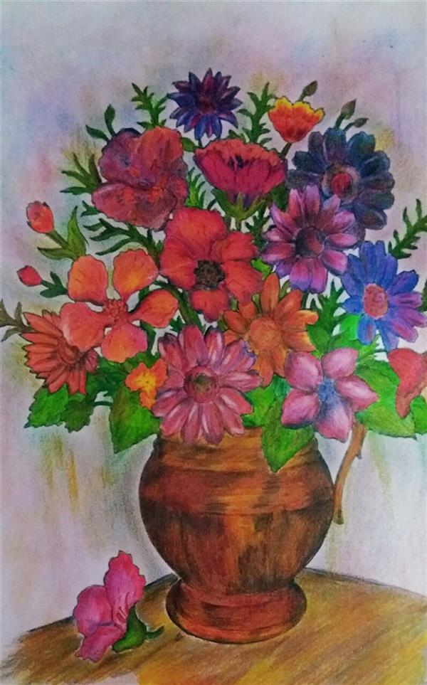 هنر نقاشی و گرافیک محفل نقاشی و گرافیک حنانه آخوندی ابعاد ۳۰×۴۰ گل و گلدان مدادرنگی
#مداد_رنگی #گل#گلدان#نقاشی#حنانه
