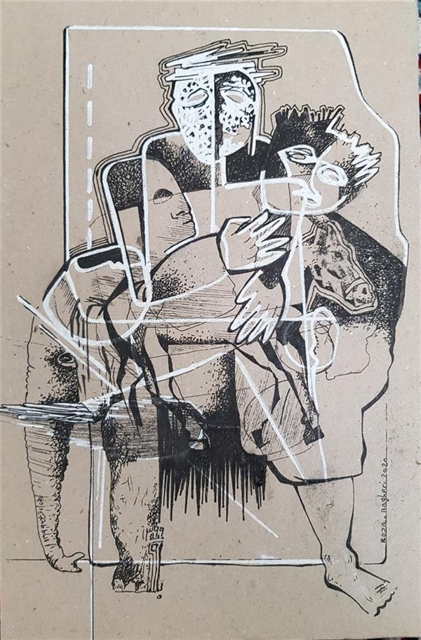 هنر نقاشی و گرافیک محفل نقاشی و گرافیک رضا باقری راپید روی کاغذ کشیده شده روی شاسی. با پاسپار تو و قاب