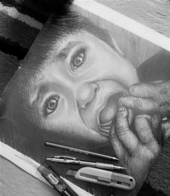 هنر نقاشی و گرافیک محفل نقاشی و گرافیک فاطمه بلند #چهره-کودک-مداد
نام-اثر-وحشت
سایزa3