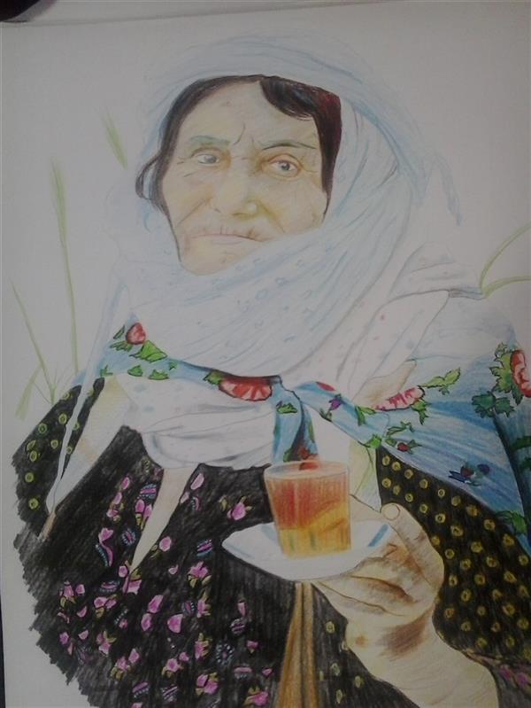 هنر نقاشی و گرافیک محفل نقاشی و گرافیک رضا زارعی دایه پیره ، مداد رنگی.