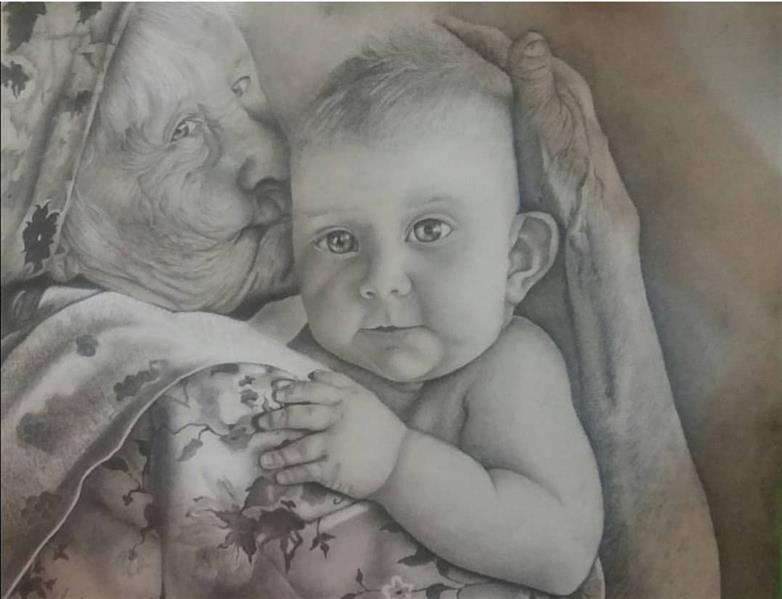 هنر نقاشی و گرافیک محفل نقاشی و گرافیک  مژگان حاجی کرم نام اثر آغوش، سایز ۵۰×۳۰، سبک سیاه قلم، همراه قاپ