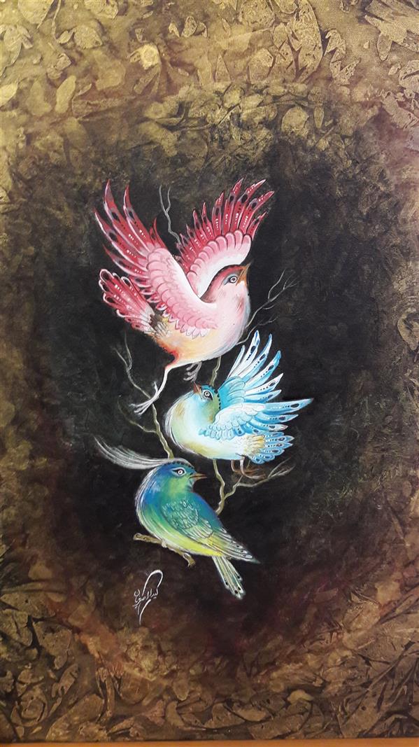 هنر نقاشی و گرافیک محفل نقاشی و گرافیک لیدا اصغریان پرنده# گل و مرغ                                             ابعاد ۵۰×۶۰