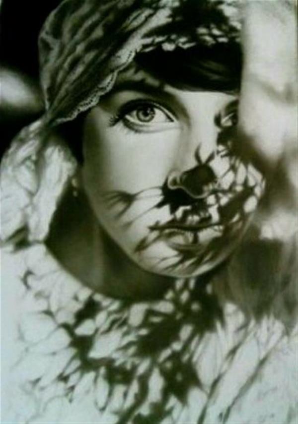 هنر نقاشی و گرافیک محفل نقاشی و گرافیک راحله مسکنی  سیاه قلم هایپر، ابعاد۵۰در۷۰