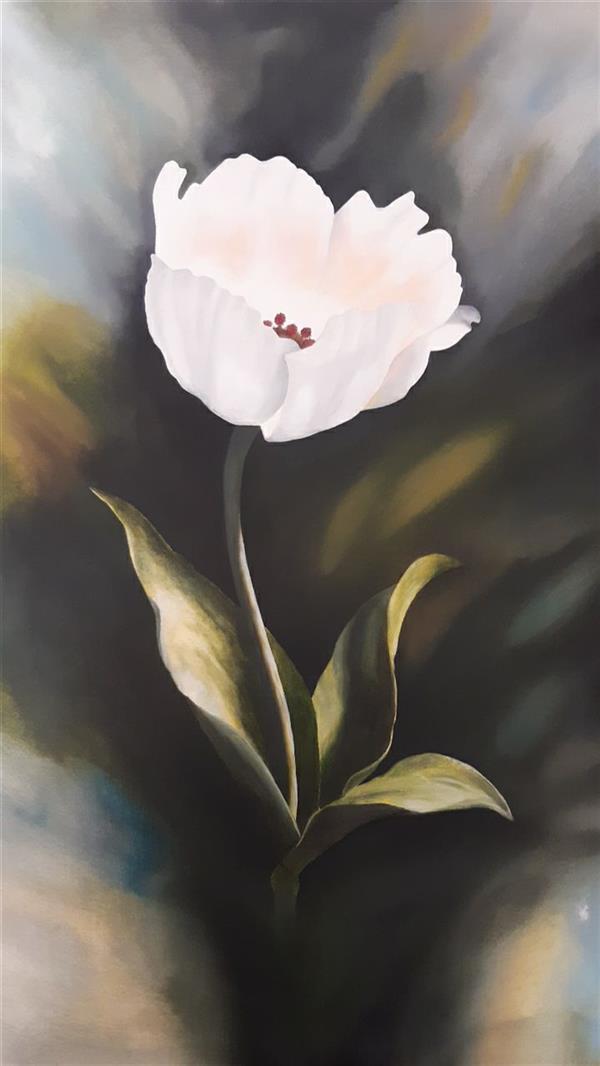 هنر نقاشی و گرافیک محفل نقاشی و گرافیک لیوای کریمی ۶۰×۴۰ * گل سفید * رئالیسم