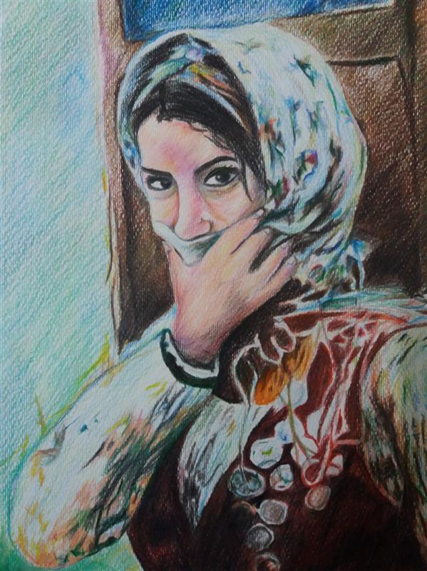 هنر نقاشی و گرافیک محفل نقاشی و گرافیک محبوبه رضائی محبوبه رضائی#زن روستایی#مداد رنگی#a4