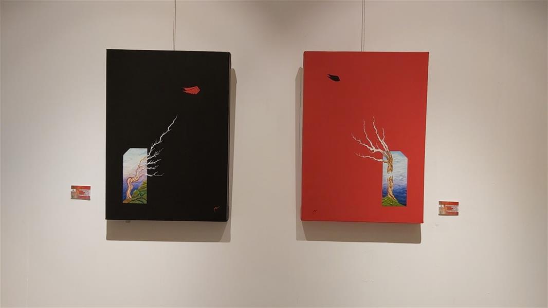 هنر نقاشی و گرافیک محفل نقاشی و گرافیک شروین محبی کرمانی اثر دو لتی
رنگ روغن روی بوم
۱-پرنده پرید
درخت عاشق ماند
۲-خودفروشی چنار
برای کلاغی زشت.
۱۳۹۸
شروین محبی
