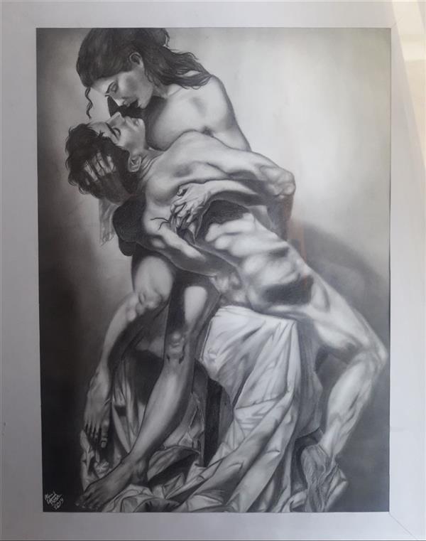 هنر نقاشی و گرافیک محفل نقاشی و گرافیک سارا جعفری نقاشی سیاه قلم سایز ۵۰×۷۰ 

