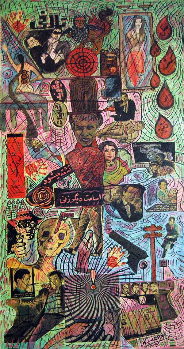 هنر نقاشی و گرافیک محفل نقاشی و گرافیک محمد محمدزاده تیتکانلو #نقاشی رنگ و روغن و کلاژ، سبک دادائیسم، عنوان: جنایت، #نقاش محمد محمدزاده تیتکانلو، 1399