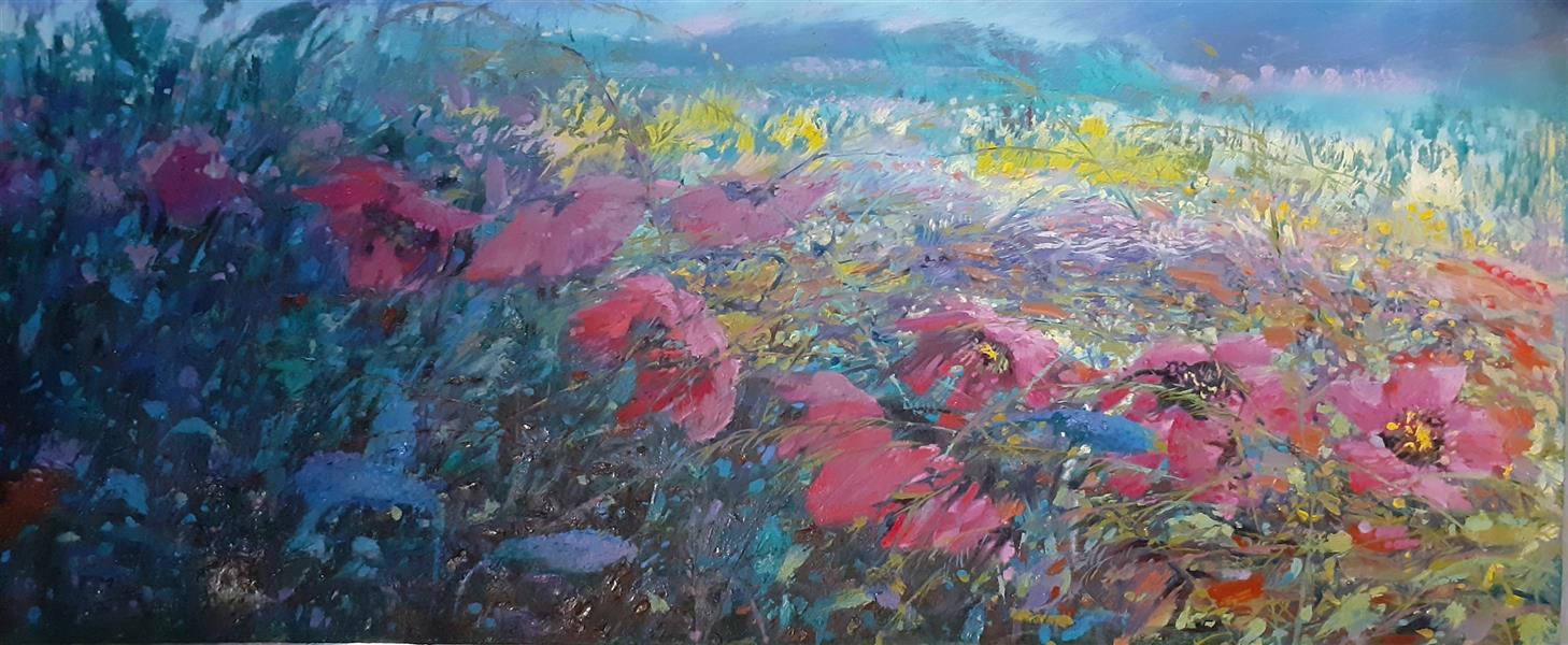 هنر نقاشی و گرافیک محفل نقاشی و گرافیک علی نوروزی ابعاد ۸۰/۳۳ 
رنگ روغن روی بوم 
اجرا ۱۴۰۴ 
بهار در آبقد ، گلبهار 
علی نوروزی 