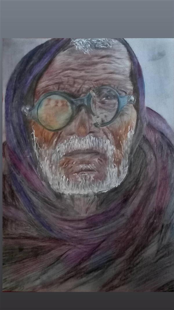 هنر نقاشی و گرافیک محفل نقاشی و گرافیک محمدظفر معتضدی #محفل نقاشی#مدادرنگی روی کاغذ#۱۳۹۹#محمدظفر معتضدی#پرتره