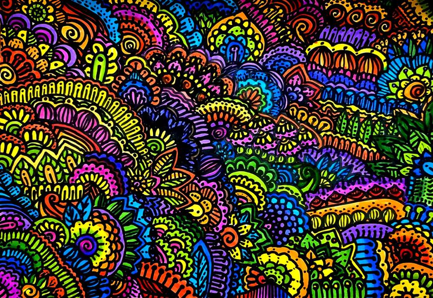 هنر نقاشی و گرافیک محفل نقاشی و گرافیک نسترن حمیدی رنگی رنگی😍❤️🧡💛💚💙💜 
#ماندالا #زنتنگل #doodle #ماژیک #ماژیک_آبرنگ
#mandala# zentangle