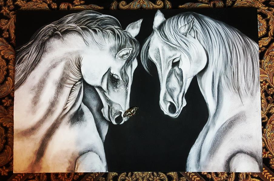 هنر نقاشی و گرافیک محفل نقاشی و گرافیک Farahnaz sharif تابلو بوم سیاه قلم
دو اسب عاشق 
با گچ و ذغال روی بوم کار کردم 
کاملا دلی ...
سال اثر ۱۳۹۹