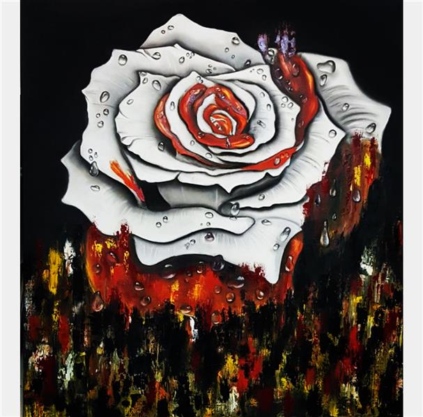 هنر نقاشی و گرافیک محفل نقاشی و گرافیک Farahnaz sharif تابلو ترکیبی مدرن گل وشبنم
تکنیک رنگ روغن و سیاه قلم 
گل رنگی که بارون زده و رنگها سرازیر شده
سال اثر ۱۳۹۸
رنگ روغن رو سیاه قلم کار شد