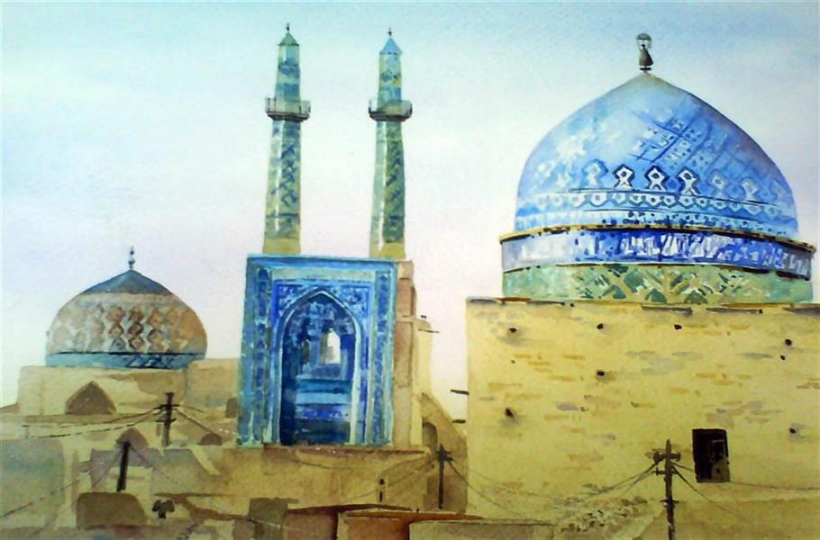هنر نقاشی و گرافیک محفل نقاشی و گرافیک امیر علمدار یزدی #مسجد #جامع #یزد اثر آبرنگ