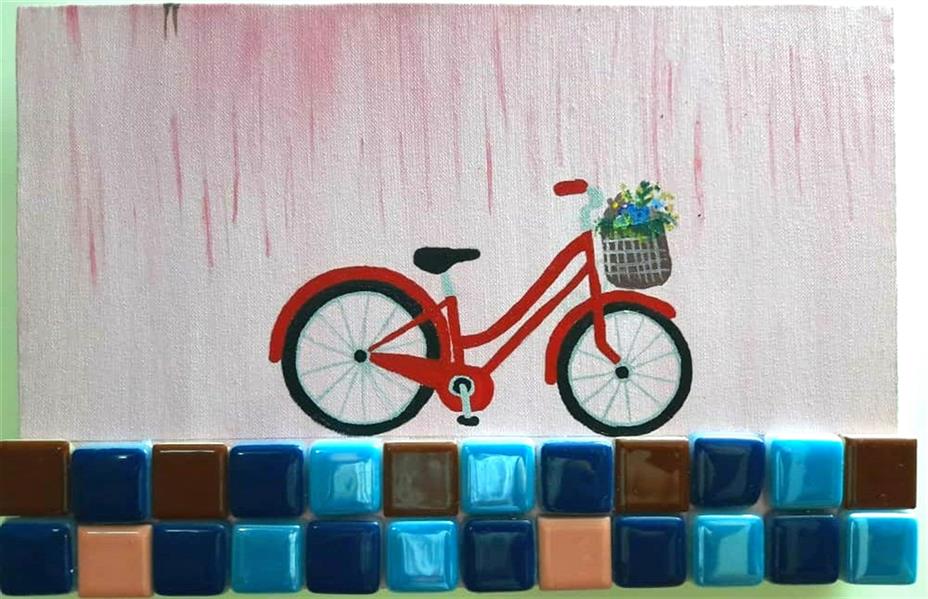 هنر نقاشی و گرافیک محفل نقاشی و گرافیک الهه #دوچرخه#کلاژ#اکریلیک#بوم