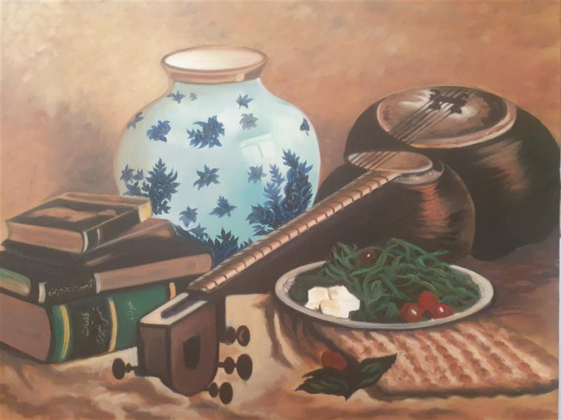 هنر نقاشی و گرافیک محفل نقاشی و گرافیک فریبا دستمالچی تکنیک رنگ روغن، سال ۱۴۰۰ ، نام اثر:نوای عشق، فریبا دستمالچی