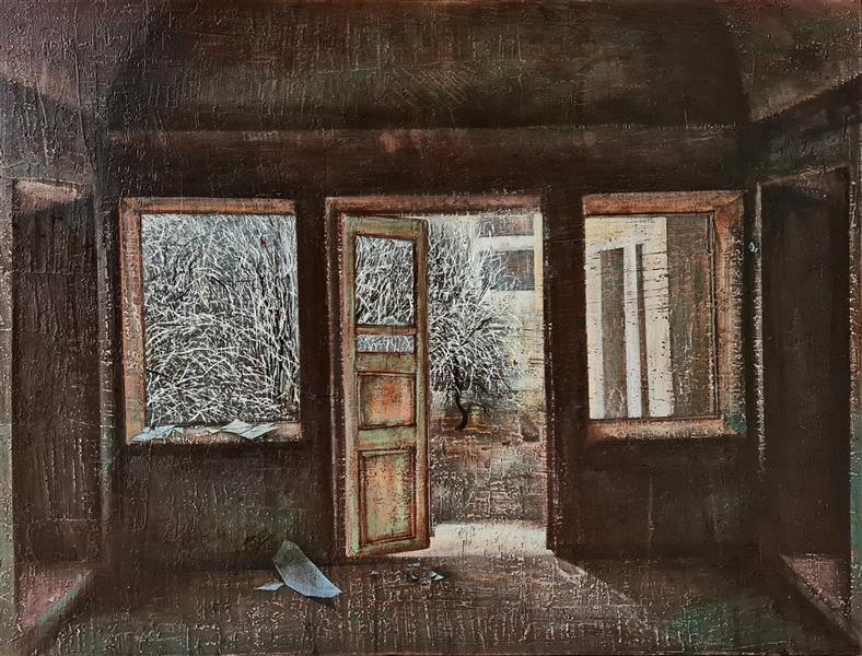 هنر نقاشی و گرافیک محفل نقاشی و گرافیک مریم حیدری رامشه نقاشی، میکس مدیا روی بوم دیپ، ۱۴۰۰، خانه سیاه است#۱، مریم حیدری رامشه