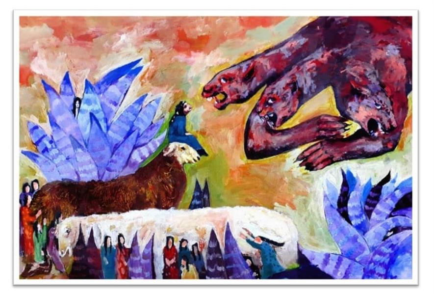 هنر نقاشی و گرافیک محفل نقاشی و گرافیک بهزاد گیلانی تصویرسازی متل چهل دختران و دیو سه سر
