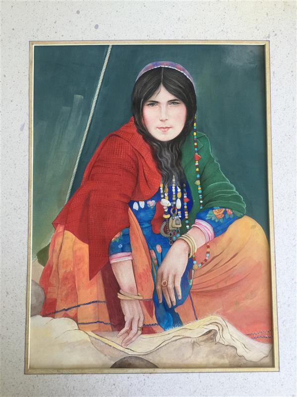 هنر نقاشی و گرافیک محفل نقاشی و گرافیک شهرزاد محمدزاده پرتره تكنيك : گواش وآبرنگ  نام اثر : دختر  عشاير 