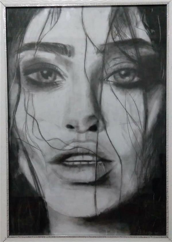 هنر نقاشی و گرافیک محفل نقاشی و گرافیک Fati milan سیاه قلم چهره پر بغص به نام تنفس کندر سال۱۳۹۷ بر عهده فاطمه میلان