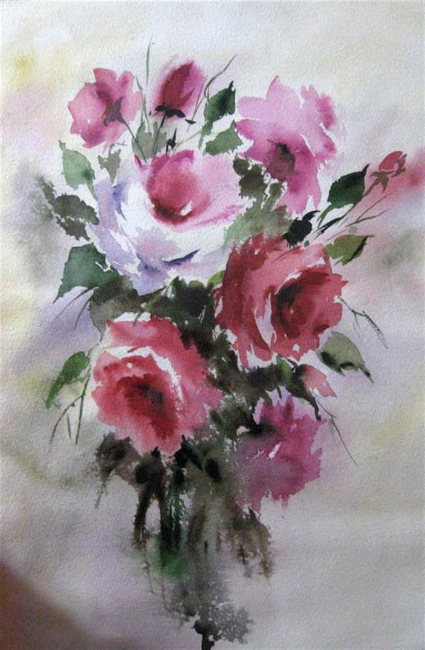 هنر نقاشی و گرافیک محفل نقاشی و گرافیک مریم رجبی  آبرنگ روی مقوا.سال 97.گل.مریم رجبی 