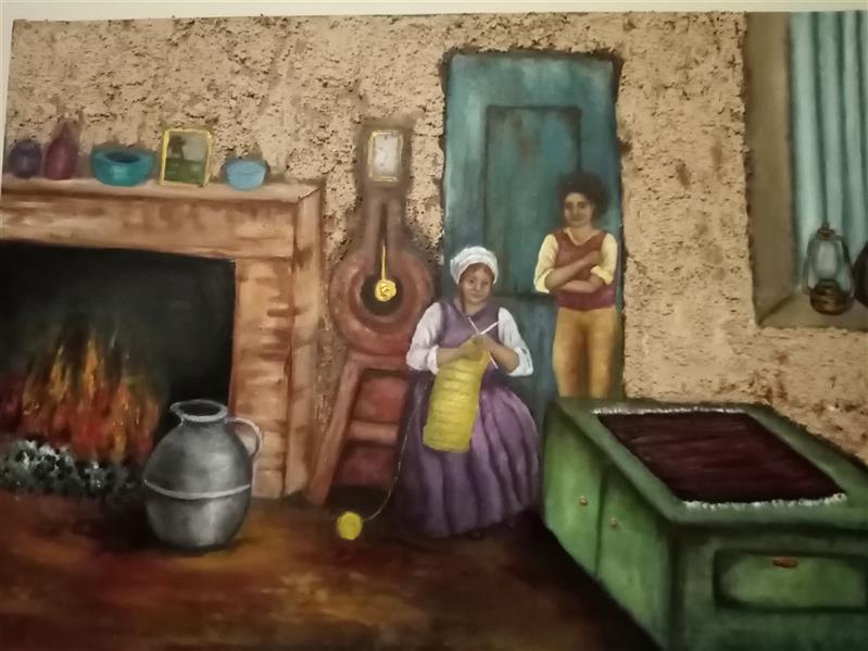 هنر نقاشی و گرافیک محفل نقاشی و گرافیک آرام رجبی رنگ روغن -کاه گل-نام اثر زمستان عشق